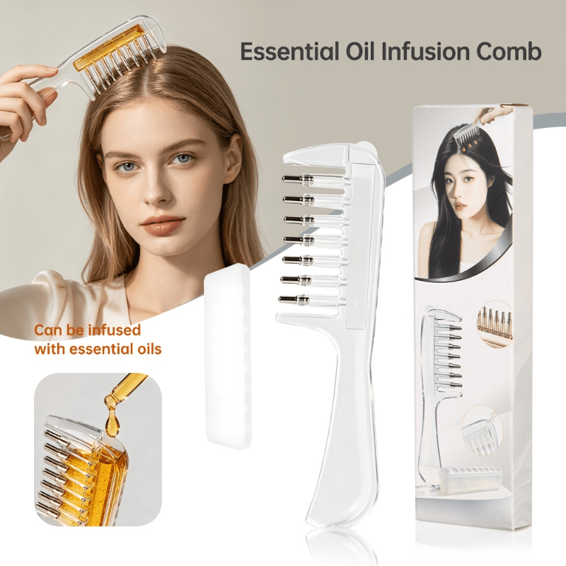Hair Care Essence - Şeffaf Uçucu Yağ Aplikatörü Saç Tarağı,